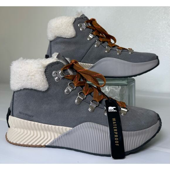 NEW SOREL Sz 6 Out 'N About III Conquest Waterproof Boots Sneakers Gray Suede - Picture 9 of 10
